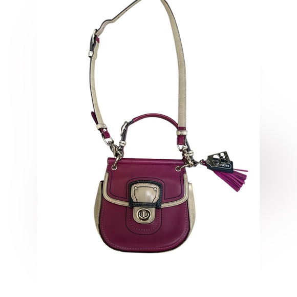 COACH mini Willis legacy in berry and tan/cream color way. - Picture 2 of 11